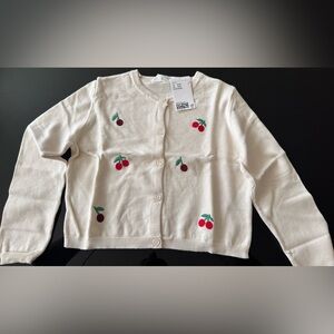 H&M Cream Cardigan with Cherry Embroidery